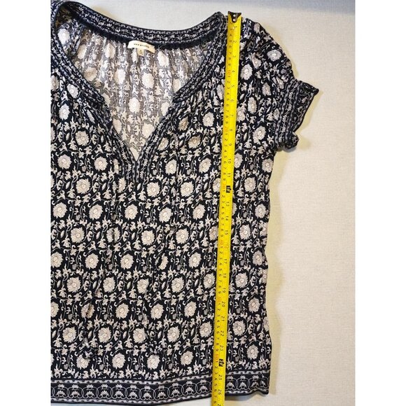 Max Studio Navy White Floral Boho Blouse – Smocked Peasant Top Size S - Picture 8 of 10